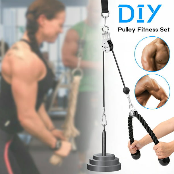 Fitness Pulley Cable System DIY Triceps Rope Home Workout Machine Gym Sports Kit